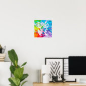 Liebe Frieden Abstrakt Boho Wasserfarbe Regenbogen Poster (Heimbüro)