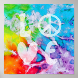 Liebe Frieden Abstrakt Boho Wasserfarbe Regenbogen Poster