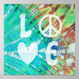 Liebe Frieden Abstrakt Hippie Boho Türkis Batik Ti Poster