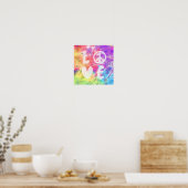 Liebe Frieden Abstrakt Pastel Rainbow Batik Gefärb Poster (Küche)