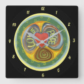 Liebe Frieden, Atempause Zeit ist jetzt Platz Maue Quadratische Wanduhr (Vorderseite)