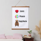 Liebe, Frieden, Capybara Mauer Art Wandteppich Mit Holzrahmen (Schlafzimmer)