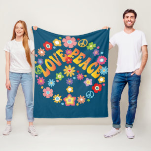 LIEBE FRIEDEN FREIHEIT 60er 70er Tie Dye Vintage H Fleecedecke