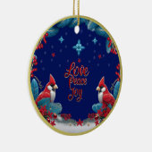 Liebe, Frieden, Freude: Kardinal Weihnachten Keramik Ornament (Rechts)