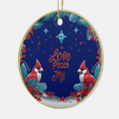 Liebe, Frieden, Freude: Kardinal Weihnachten Keramik Ornament (Links)