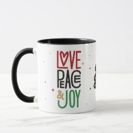 Liebe, Frieden, Freude und Weihnachtsbaum Tasse