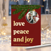 Liebe Frieden Freude Weihnachten Burgunderrot Gold