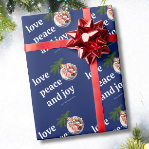 Liebe Frieden Freude Weihnachten Familie Foto Navy Geschenkpapier