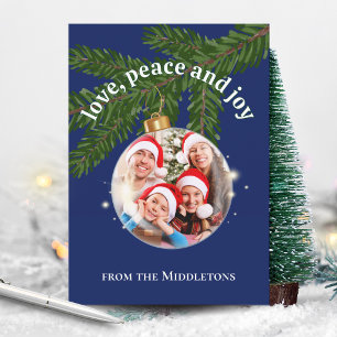 Liebe Frieden Freude Weihnachtsbogen Foto Navy Bla Feiertagskarte