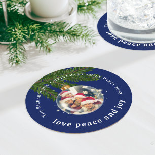 Liebe Frieden Freude Weihnachtsfeier Foto Marinebl Runder Pappuntersetzer