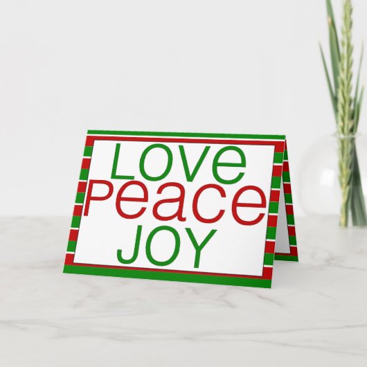 Liebe, Frieden, Freudefeiertagskarte Feiertagskarte (Vorderseite)