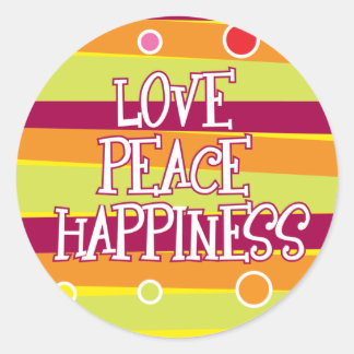 Liebe, Frieden, Glück Runder Aufkleber