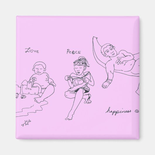 Liebe, Frieden, Glücksmagnet (pink) Magnet (Vorne)