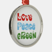 Liebe, Frieden, grüne Sitte Silbernes Ornament (Rechts)