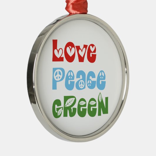 Liebe, Frieden, grüne Sitte Silbernes Ornament (Rechts)