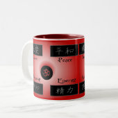 Liebe Frieden Harmonie Energie Kaffee Tasse (Vorderseite Links)