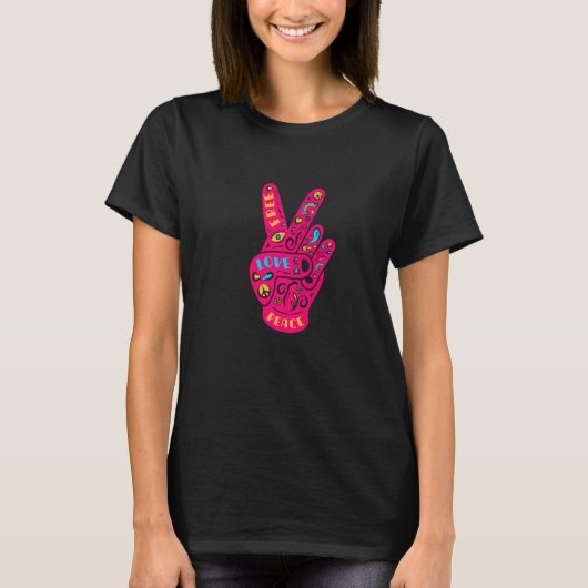 Liebe Frieden Harmonie Sieg Hand unterzeichnen Fri T-Shirt (Vorderseite)