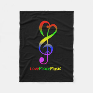 Liebe Frieden Musik Hippie Violinschlüssel Fleecedecke