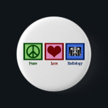 Liebe Frieden Radiologie Button<br><div class="desc">Ein Friedenszeichen,  ein Herz und ein Röntgenbild. Ein niedliches Geschenk für einen Radiologen.</div>