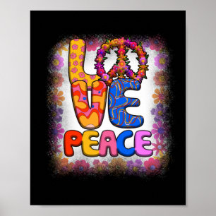 Liebe Frieden Retro 60er & 70er Floral Hippie Frie Poster