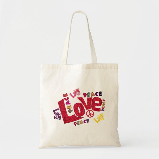 Liebe, Frieden, Typografie Tragetasche (Vorne)