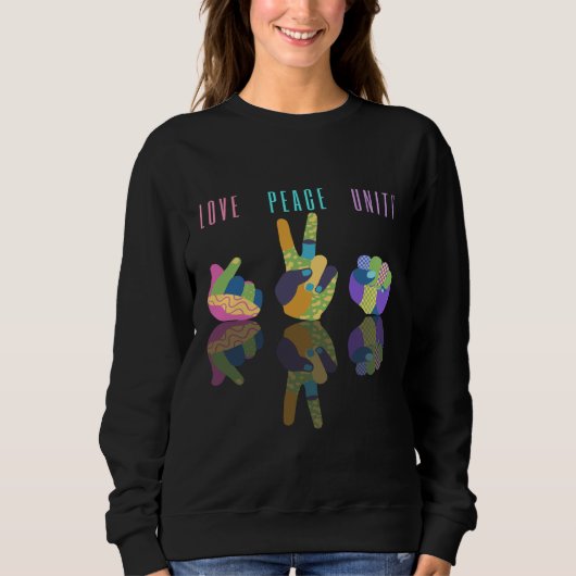 Liebe - Frieden und Einheit - Handzeichen Sweatshirt (Vorderseite)