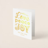 Liebe Frieden und Freude Erstes Foto Gold Folienkarte (Vorderseite)