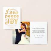 Liebe Frieden und Freude Erstes Foto Gold Folienkarte (Anzeige)