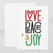 Liebe, Frieden und Freude Feiertagskarte (Vorne/Hinten)
