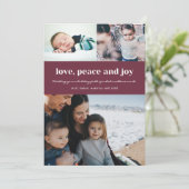 Liebe Frieden und Freude Foto Heilige Weihnachten (Stehend Vorderseite)