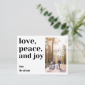 Liebe, Frieden und Freude kühne, moderne, elegante Postkarte (Stehend Vorderseite)