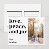 Liebe, Frieden und Freude kühne, moderne, elegante Postkarte (Vorne/Hinten)