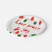 Liebe Frieden und Freude Pappteller (Schrägansicht)