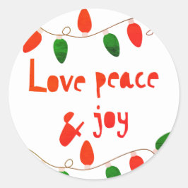 Liebe Frieden und Freude Runder Aufkleber