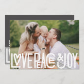 Liebe Frieden und Freude Weihnachten Foto Dankeskarte (Vorne/Hinten)