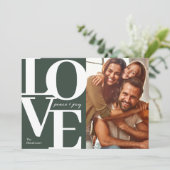 Liebe, Frieden und Freude Weihnachten Grünes Foto (Stehend Vorderseite)