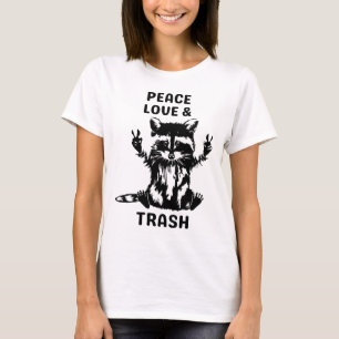 Liebe Frieden und Müll Raccoon - Natur Lover Wande T-Shirt