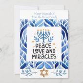 Liebe, Frieden und Wunder Hanukkah Cards Einladung (Vorderseite)