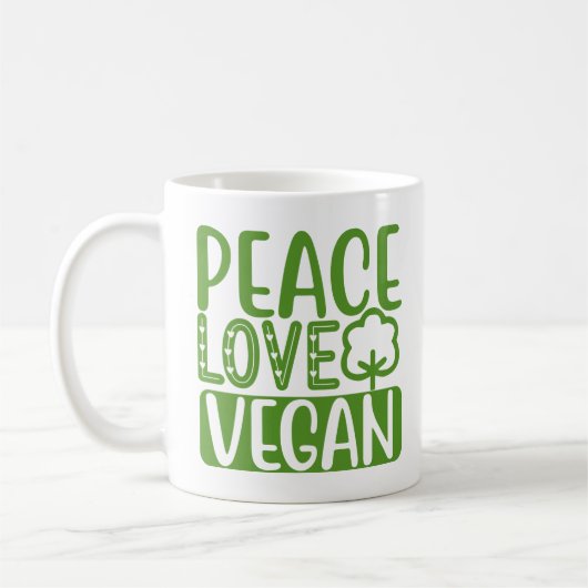 Liebe Frieden Vegan Kaffeetasse (Links)