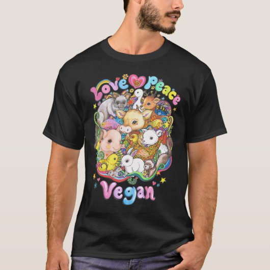 Liebe, Frieden, Veganer T-Shirt (Vorderseite)