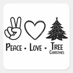 Liebe Frieden Weihnachten Quadratischer Aufkleber