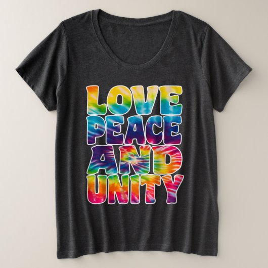 LIEBE FRIEDENSEINHEIT. GROßE GRÖßE T-Shirt (Design vorne)
