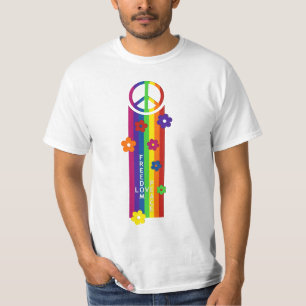 LIEBE FRIEDENSFREIHEIT Streifen Blume T-Shirt