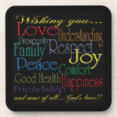 Liebe-Friedensfreude-Glück-Korken-Untersetzer Untersetzer (Vorderseite)