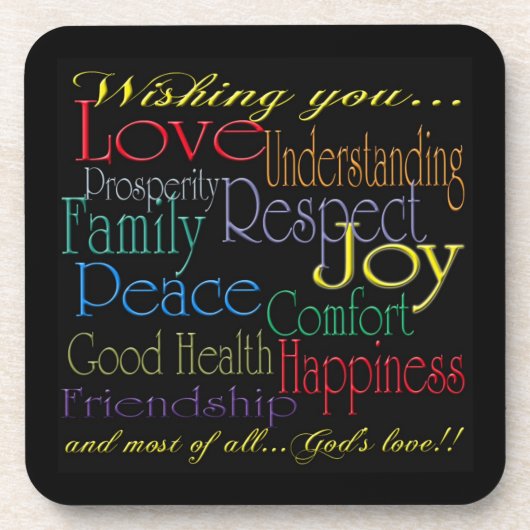 Liebe-Friedensfreude-Glück-Korken-Untersetzer Untersetzer (Vorderseite)