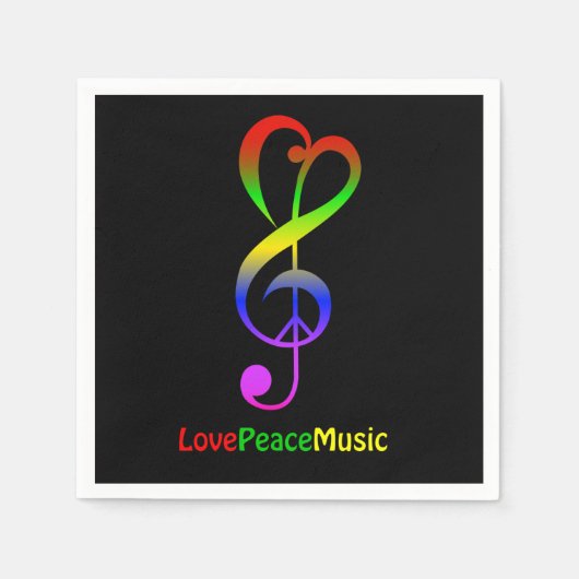 Liebe Friedensmusik Hippie Treble clever schwarz Serviette (Vorderseite)