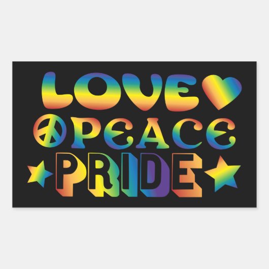 Liebe Friedensstolz Rechteckiger Aufkleber (Vorderseite)