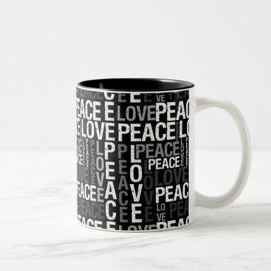 Liebe-Friedenstypographie Zweifarbige Tasse (Rechts)