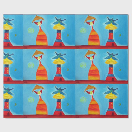 Liebe Frindship Family Party Matte Wrapping Paper Geschenkpapier (Flach)