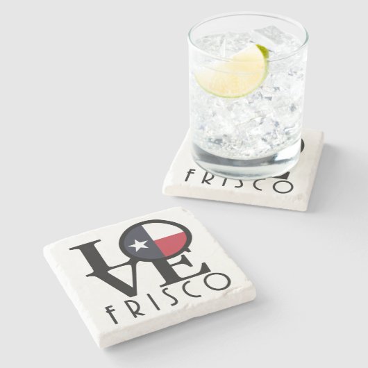LIEBE Frisco Texas Steinuntersetzer (Seitenansicht)